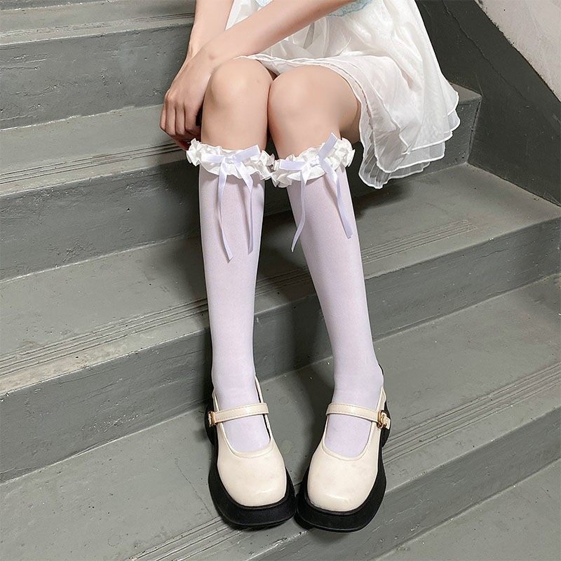 黑色辣妹纯欲风过膝丝袜甜美花边洛丽塔JK长筒袜可爱蝴蝶结小腿,女士内衣/男士内衣/家居服,长筒袜,淘宝优惠券,粉丝福利购,淘宝优惠卷