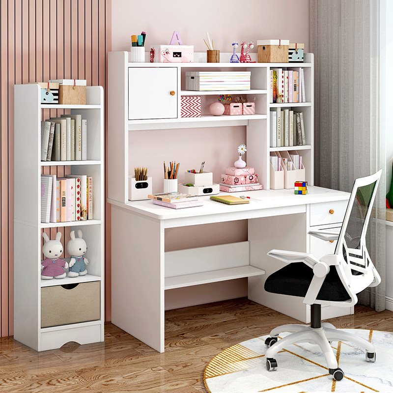 儿童学习桌家用书桌书架一体组合学生简约写字桌子卧室电脑台式桌
