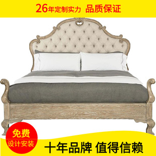 全实木床1.8米白橡木床床主卧高箱储物纯实木床板美式风格环保