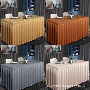 会议桌桌布轻奢高级感酒店桌裙套罩签到展会台裙会场签约仪式