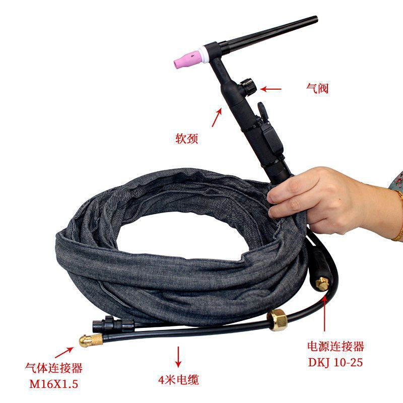 TIG焊接工具4M  WP9FV风冷氩柔性，带大螺母接头焊枪