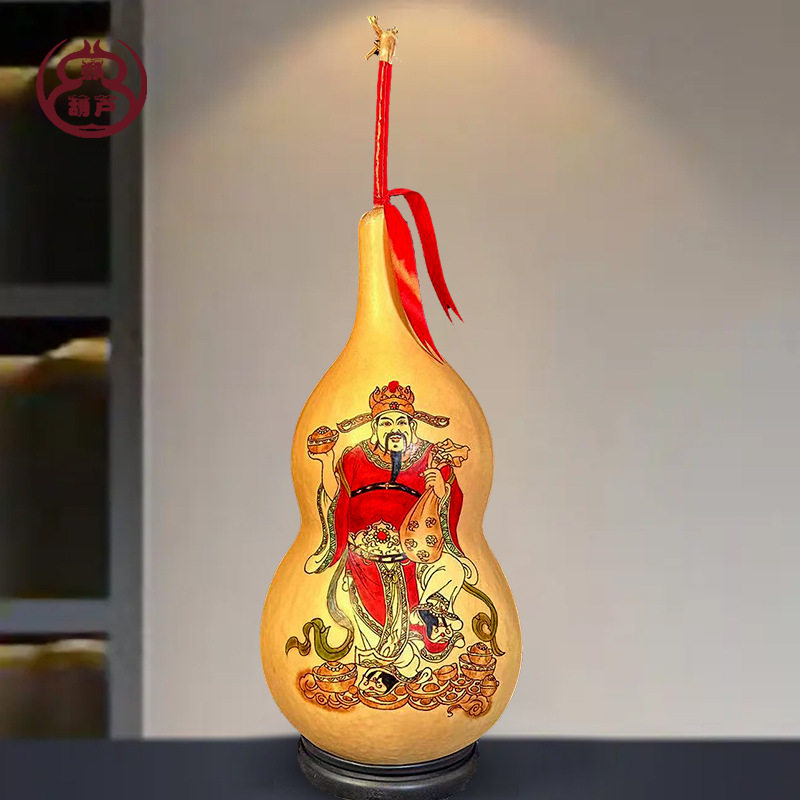 厂家直销天然大葫芦工艺品礼品居家装饰摆件财神寿星手工烙画