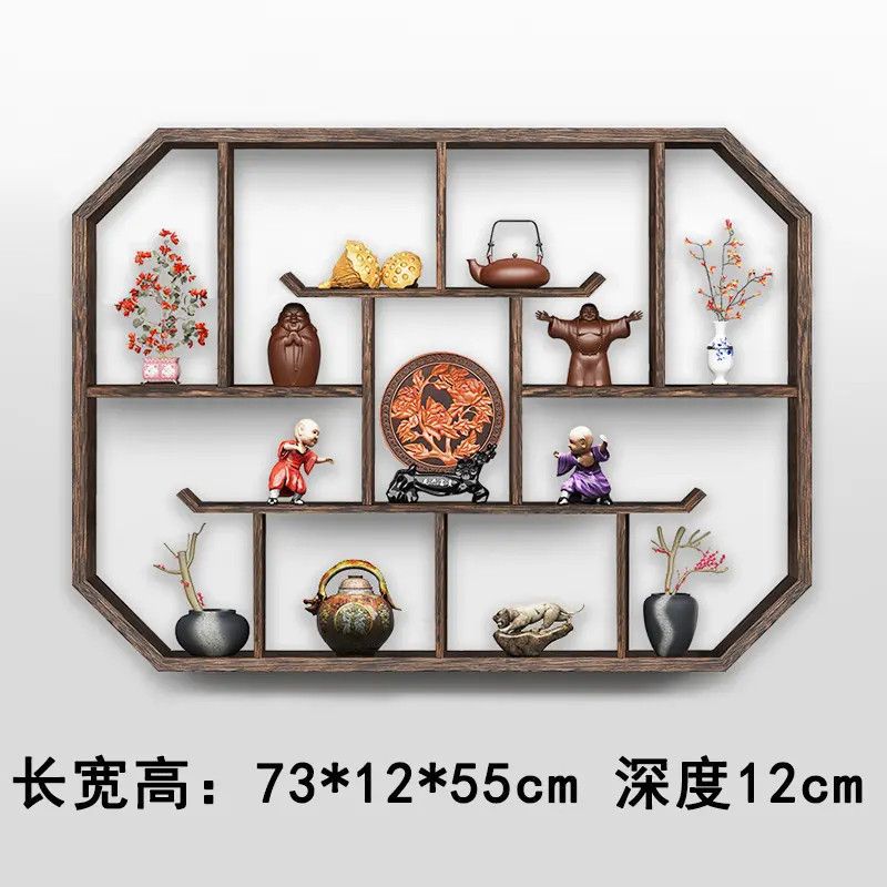 墙上壁挂式实木收纳架新简约博古架复古壁挂式中式实木耐用博古架