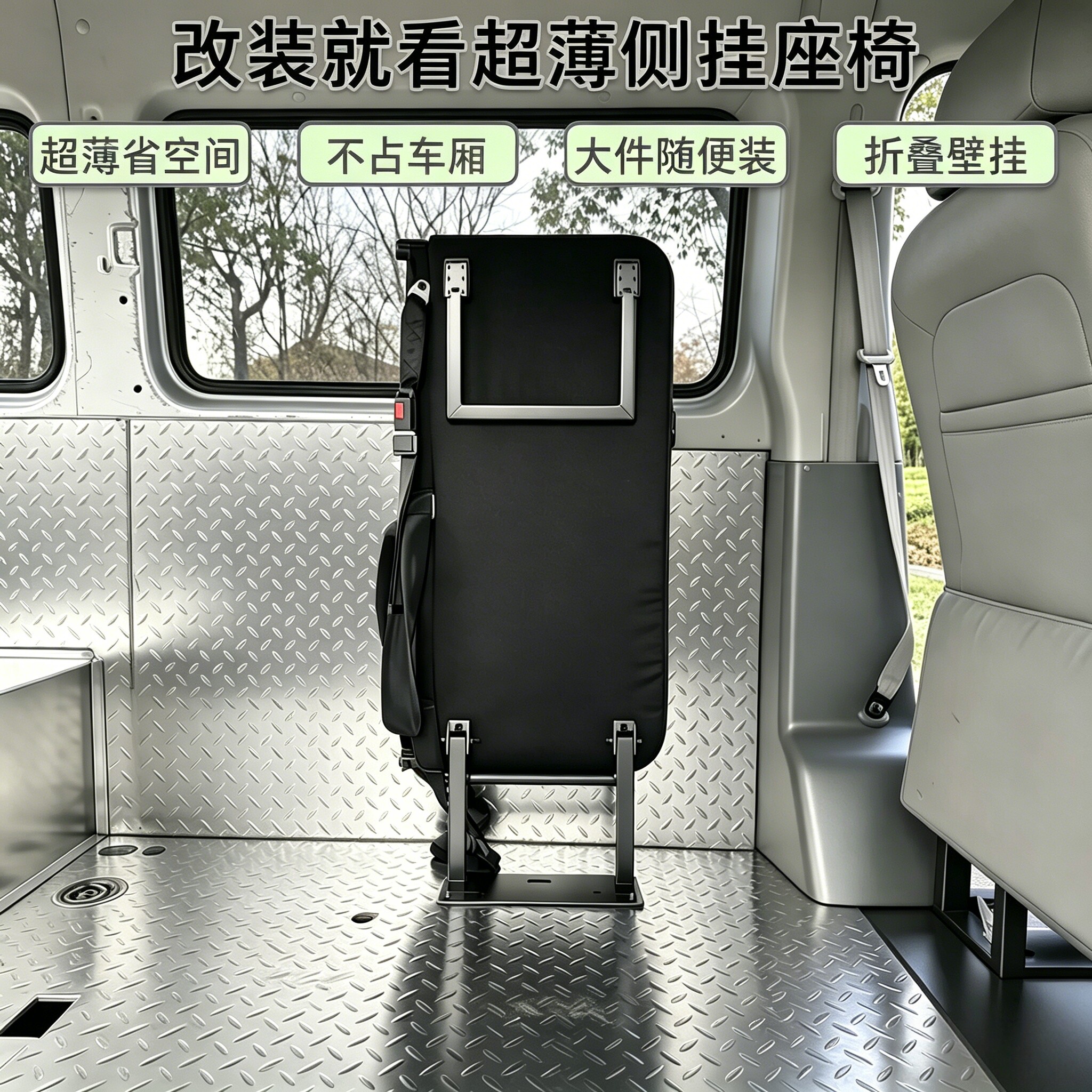 面包车房车通用超薄侧挂座椅