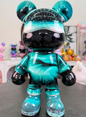 网红治愈流体熊树脂落地摆件