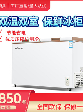 BCD-336K卧式家用冰柜顶盖门商用雪糕展示柜保鲜冷冻双温冷柜