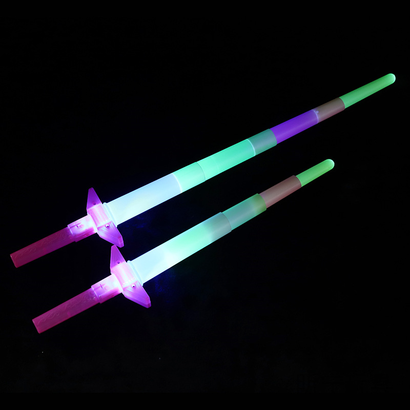 新款 四节棒伸缩剑演唱会闪光荧光棒摆地摊货源儿童发光玩具