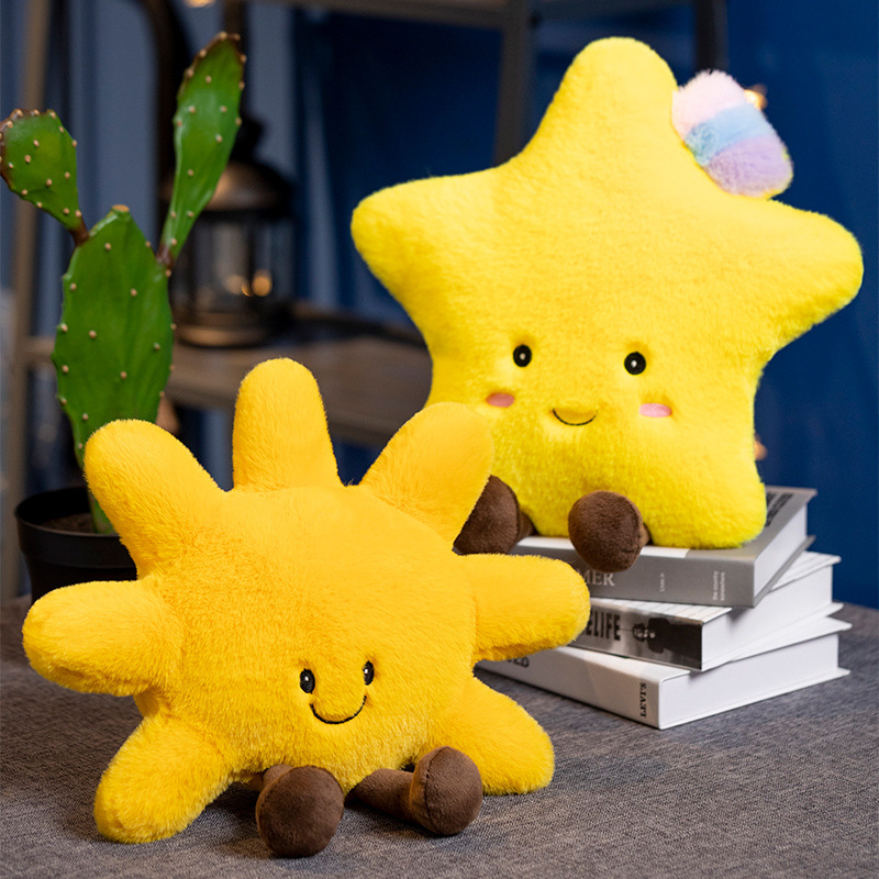 可爱太阳月亮抱枕靠垫云朵毛绒玩具公仔玩偶女生睡觉抱超软布娃娃