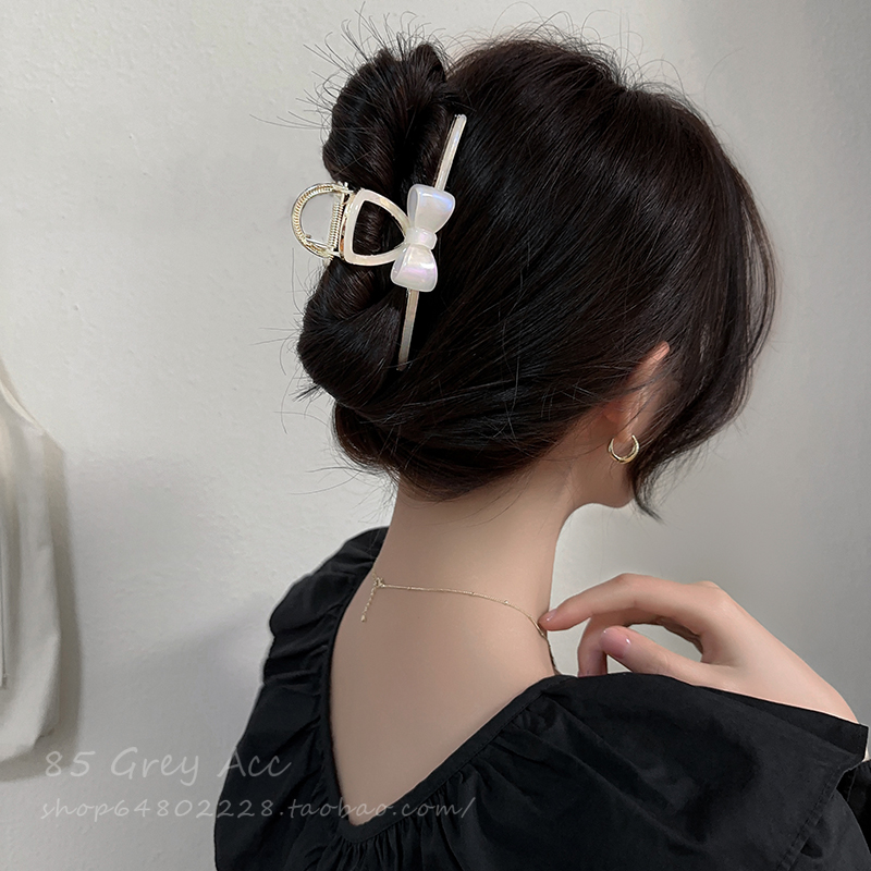 极速简约百搭蝴蝶结醋酸发夹女2023年新K款后脑勺抓夹时尚甜美鲨