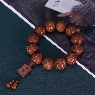 极速黄花梨手串20精雕紫油梨佛珠男款手K链糠梨老料高密度红木文