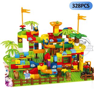 Blockus Blo 极速Marble Run Funnel Slide Blocks Race Building