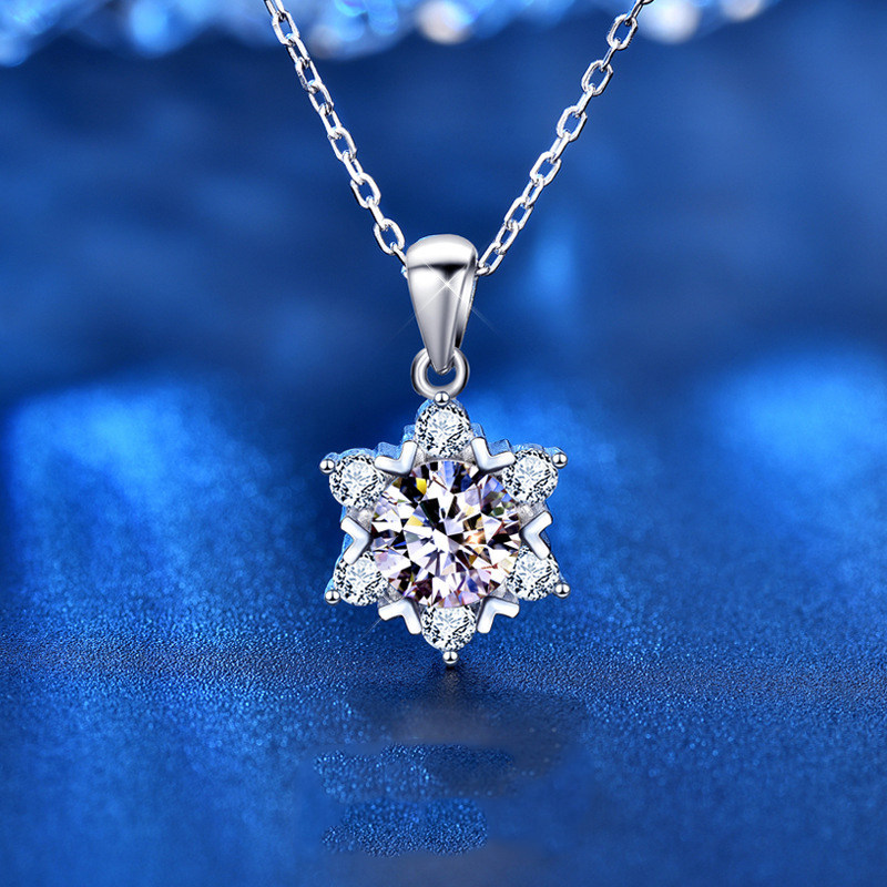 极速Moissanite Necklace 0.5CT 1CT 2CT 3CT VVS LaSb Diamond P