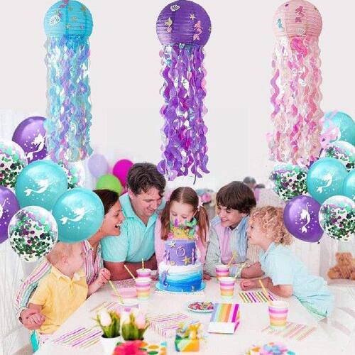 极速Mermaid Parjty Decorations Litte Mermaid Jellyfish Paper
