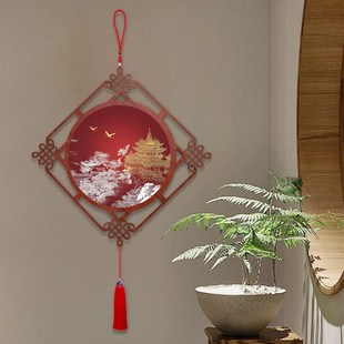 极速中国风建筑宫廷客厅装饰画入户门玄J关吉祥挂件餐厅书房中国