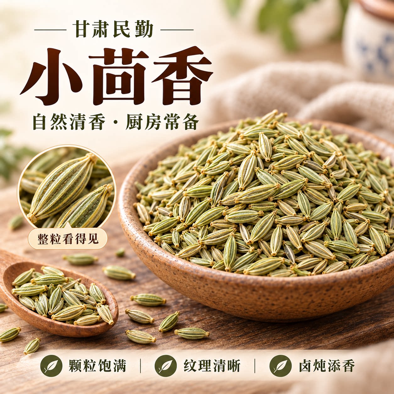 正宗甘肃小茴香八角调料火锅调味料干货食用无硫茴香籽粉家用散装