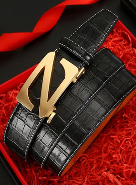 男士高档真牛皮百搭裤腰带经典款商务正装皮带休闲简约年轻人腰带