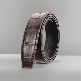 男款皮带替换带身不带头裤腰带男士真皮自动扣板扣打孔商务鳄鱼纹