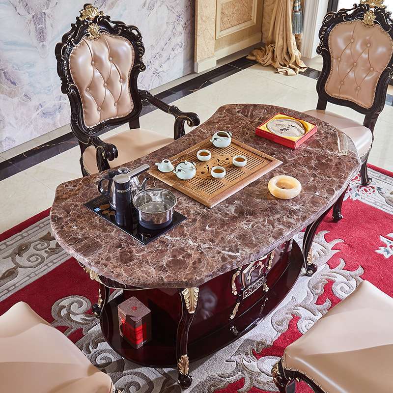 欧式实木茶台办公室功夫泡茶桌椅组合美式家用客厅茶几桌套装HT39