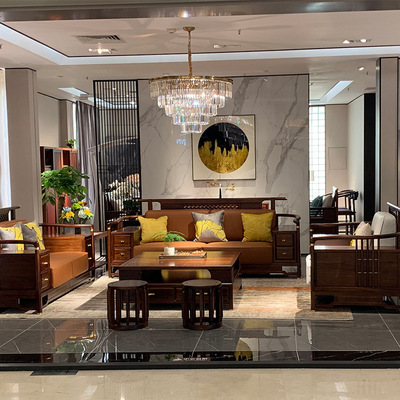 新中式黑檀木沙发组合现代轻奢别墅大小户型客厅家具实木沙发实木