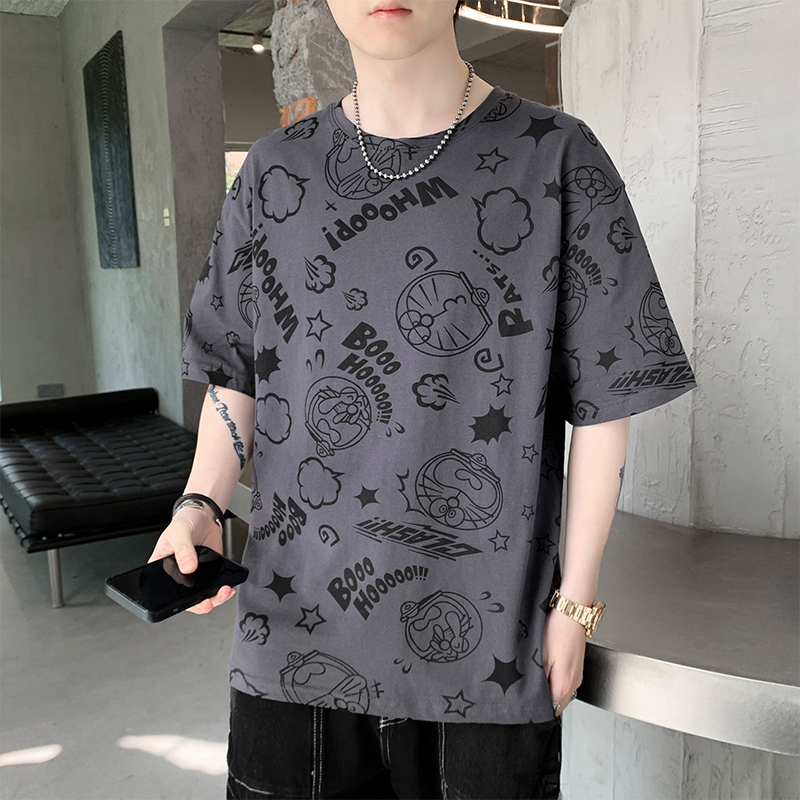 纯棉短袖t恤男夏季2025新款青少年宽松衣服男款胖子大码半袖体恤