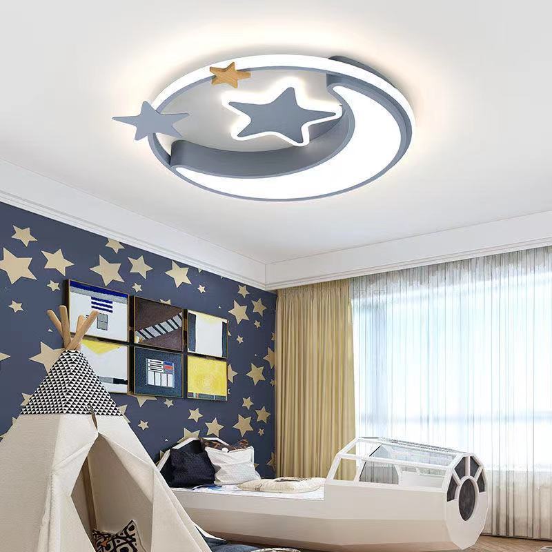 儿童房灯卧室灯简约现代吸顶灯北欧房间创意星星月亮云朵LED灯具