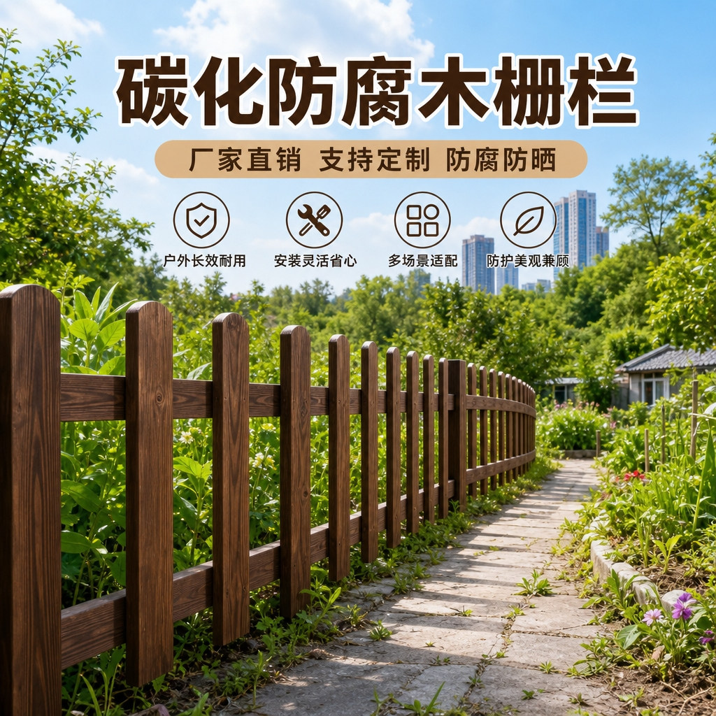 户外碳化防腐木庭院护栏栅栏围栏