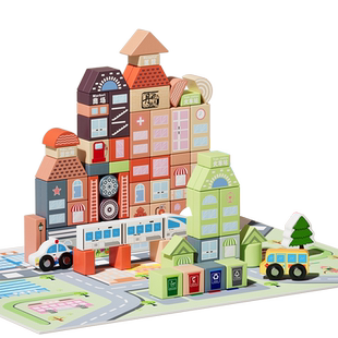 儿童积木玩具益智拼装大颗粒宝宝木头拼图3到6岁男女童婴儿1一2岁