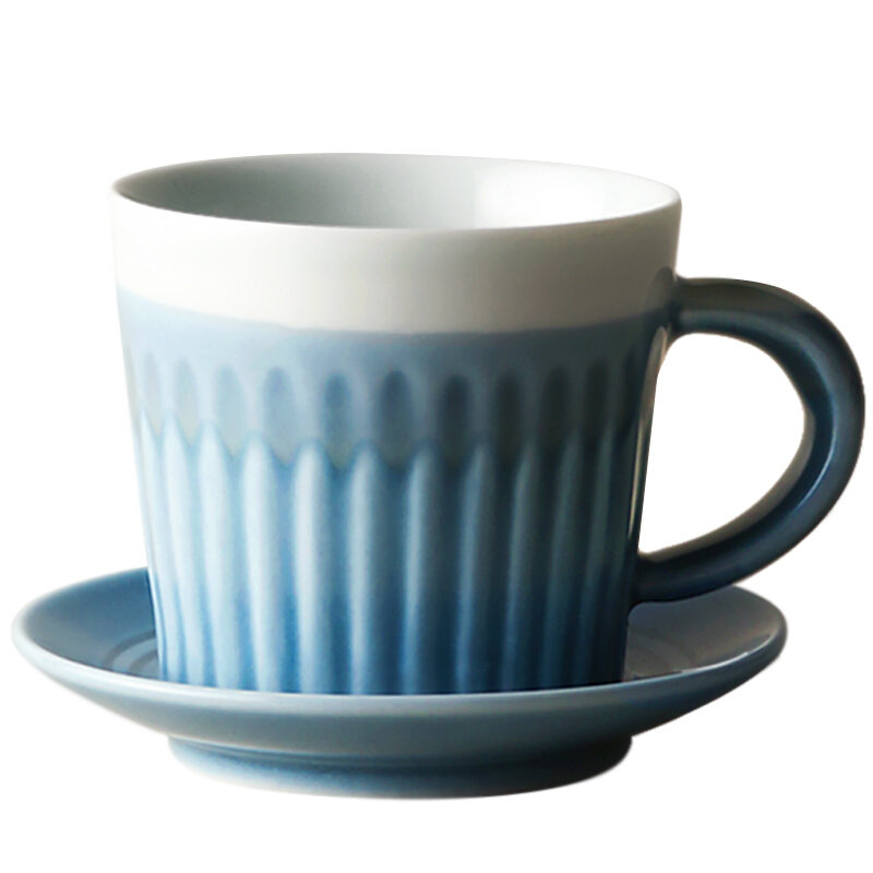 九土日式陶瓷简约咖啡杯碟手工制拉花杯田园风下午茶单杯情侣对杯