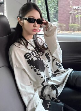 ERD 23FW忧郁的富二代牧师人像涂鸦印花圆领长袖T恤男女同款卫衣