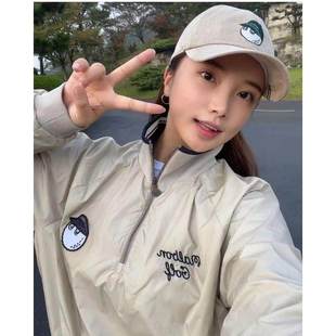 韩国高尔夫MALBON球服情侣装女款春秋半拉链套头防风外套golf风衣