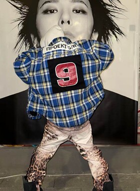 GRAILZ PROJECT G/R 高街棉服俄文贴布印花男女宽松格子棉衣外套