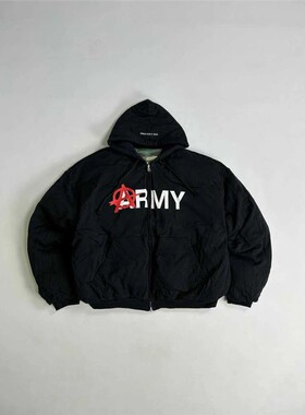 Grailz Project G/R双面穿迷彩棉服夹克廓形面包服连帽拉链外套