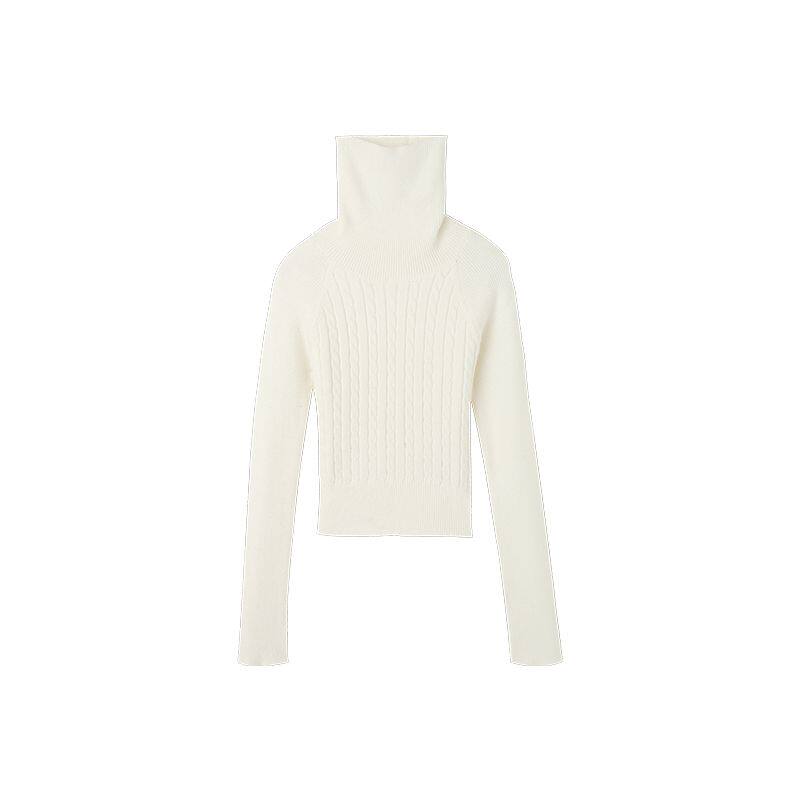 SONG JUNG-EUN WHITE TURTLENECK SWEATER WOMENS THICKENED AUTUMN AND WINTER SHORT UNDERWEAR BASE LAYER SLIM TWIST KNIT SWEATER TOP