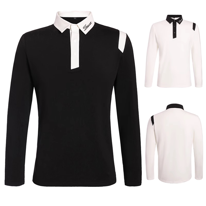 夏高尔夫男士长袖运动Polo衫球衣速干吸湿排汗高品质T恤户外上衣