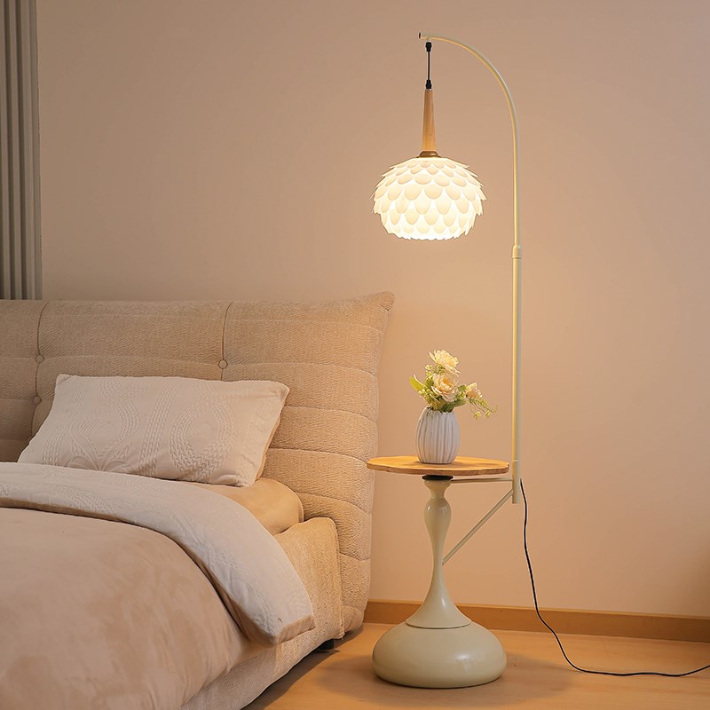 奶油风落地灯客厅沙发旁置物架边几一体书房卧室高级感氛围台灯