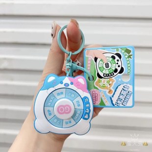 答案转盘创意卡通可爱小猫电子发声钥匙扣挂件之盘钥匙链书包挂饰
