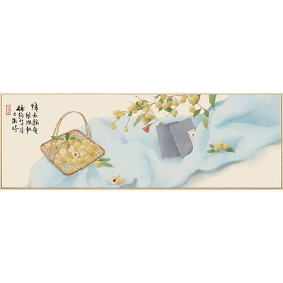 网红無用硕果累累新中式挂画大吉大利床头横版客厅背景墙壁装饰画
