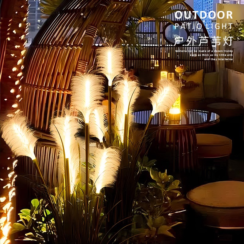 太阳能芦苇灯户外防水造景灯花园阳台装饰灯发光摆件草坪灯亮化灯