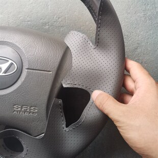 伊兰特途胜把套领翔御翔赛拉图索纳塔名驭专用手缝桃木方向盘套