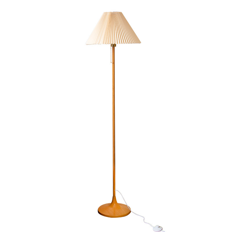 简约原木色高级拉线落地灯日式奶油风客厅装饰灯卧室床头立式台灯