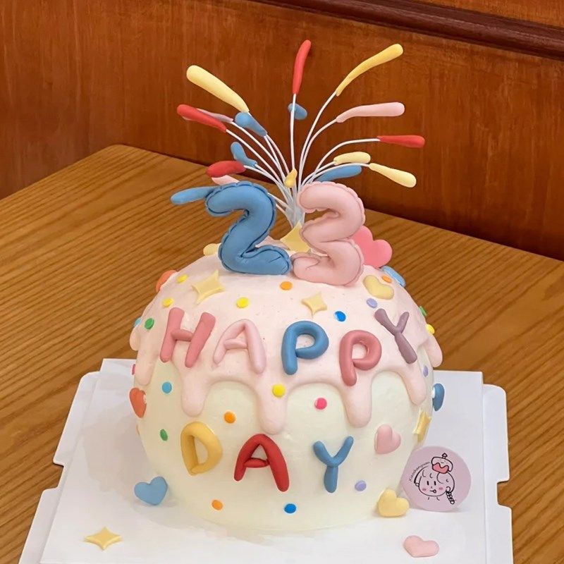 网红同款彩色礼花蛋糕装饰生日快乐字母插件气球数字爱心模具烘焙