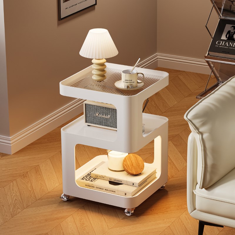 创意沙发边几奶油风客厅小茶几可移动520铁艺床头边W柜轻奢置物架