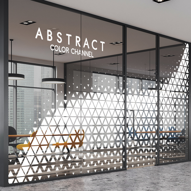 UV超透彩白彩双面玻璃贴膜静电贴免胶透明膜P办公室腰条磨砂贴饰