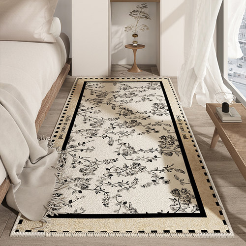 防水防污床边毯卧室地毯法式高级衣帽间房间床前床下地垫防滑定制