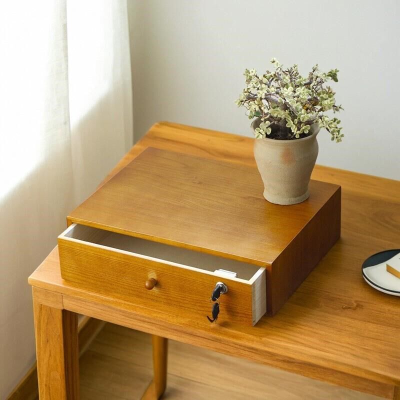 桌面收纳盒抽屉式带锁a4整理盒办公桌打印机置物架衣柜内实木抽屉