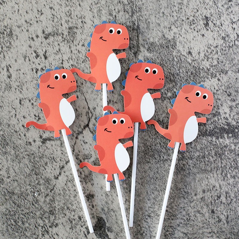 恐龙蛋糕装饰摆件龙宝宝男孩生日绿色森系甜品台插件插牌气氛布置