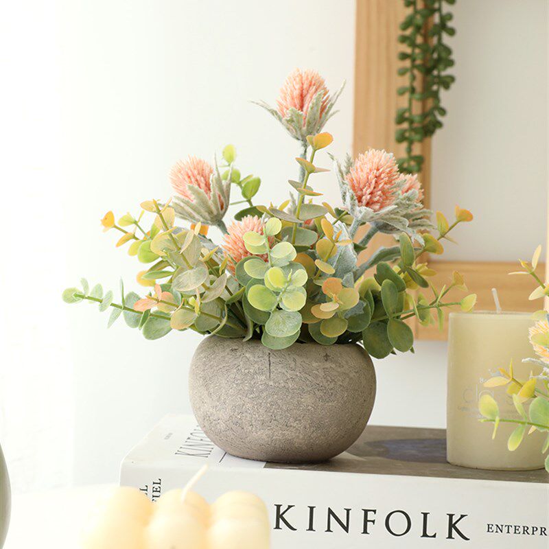 仿真绿植物小盆栽办公桌摆件假花仿真花摆设客厅装饰花小清新刺芹