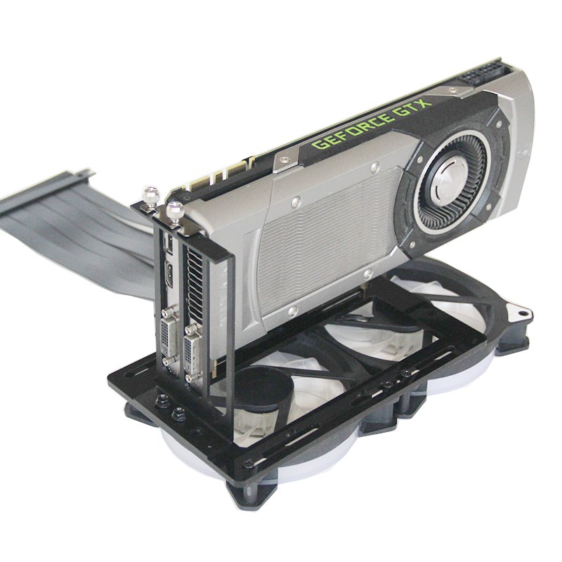 台式机竖装显卡散热支架4090支持机箱I底部风扇位安装显卡转向支