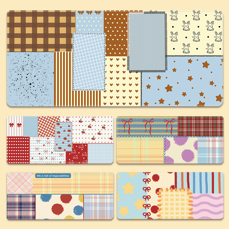 复古撞色鼠标垫超大号可爱女生高颜值办公室桌垫子宿舍电脑键盘垫,电脑硬件/显示器/电脑周边,鼠标垫/贴/腕垫,淘宝优惠券,粉丝福利购,淘宝优惠卷