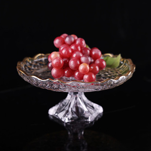 创意高脚小吃玻璃果盘轻奢放切好的美容院水果盘kTtv专用零食盘小